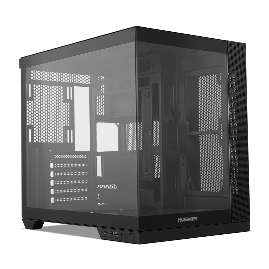 NOX Xtreme Products Hummer Astra Neo Black - Semitower ATX | M-ATX | ITX, Verre trempé panoramique sans Cadre, Espace pour 9 Ventilateurs, Cartes Graphiques jusqu'à 400mm, USB-C et USB 3.0, Noir