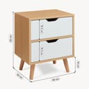 [en.casa] Bedside table Bordkak nightstand with 2 drawers side table 50 x 40 x 30 cm chest of drawers wooden legs oak look/white - 6
