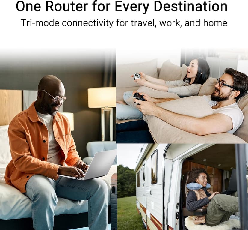 ASUS RT-BE58 Go - Routeur de Voyage WiFi 7 Double Bande, 3600 Mbps, 4G & 5G Mobile Tethering, Port 2.5G, réseau invité Pro SSIDs, sécurité réseau avancée & VPNs, USB-C Power Delivery - 4