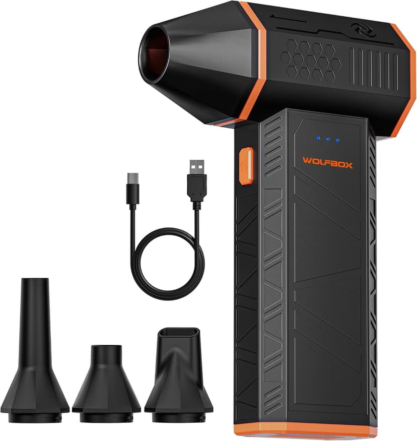 WOLFBOX MF50 Compressed Air Duster-110000RPM Super Power Electric Air Duster, 3-Gear Adjustable Mini Blower with Fast Charging, Dust Blower for Computer, Keyboard, House, Outdoor and Car - 1