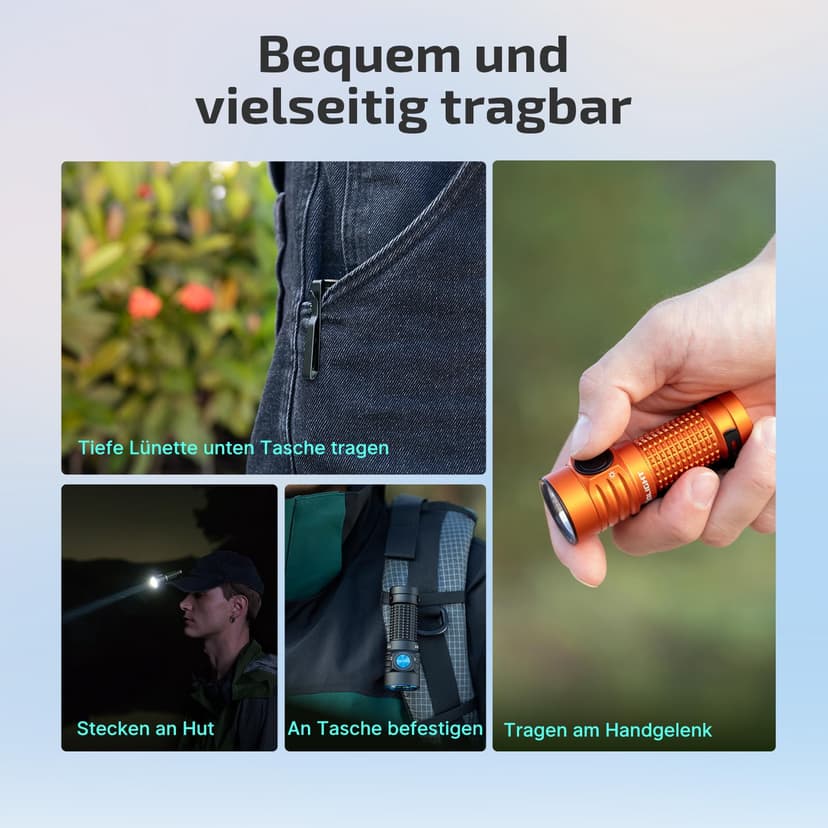 OLIGHT Baton Turbo Lampe de Poche Petit Portée Max. 510 M 1000 LM Lampe Torche Longue Durée 50 Jours 5 Modes Flashlight Rechargeable Type C Etanche IPX8 Pour Le Camping Voyage d'Urgence - 6