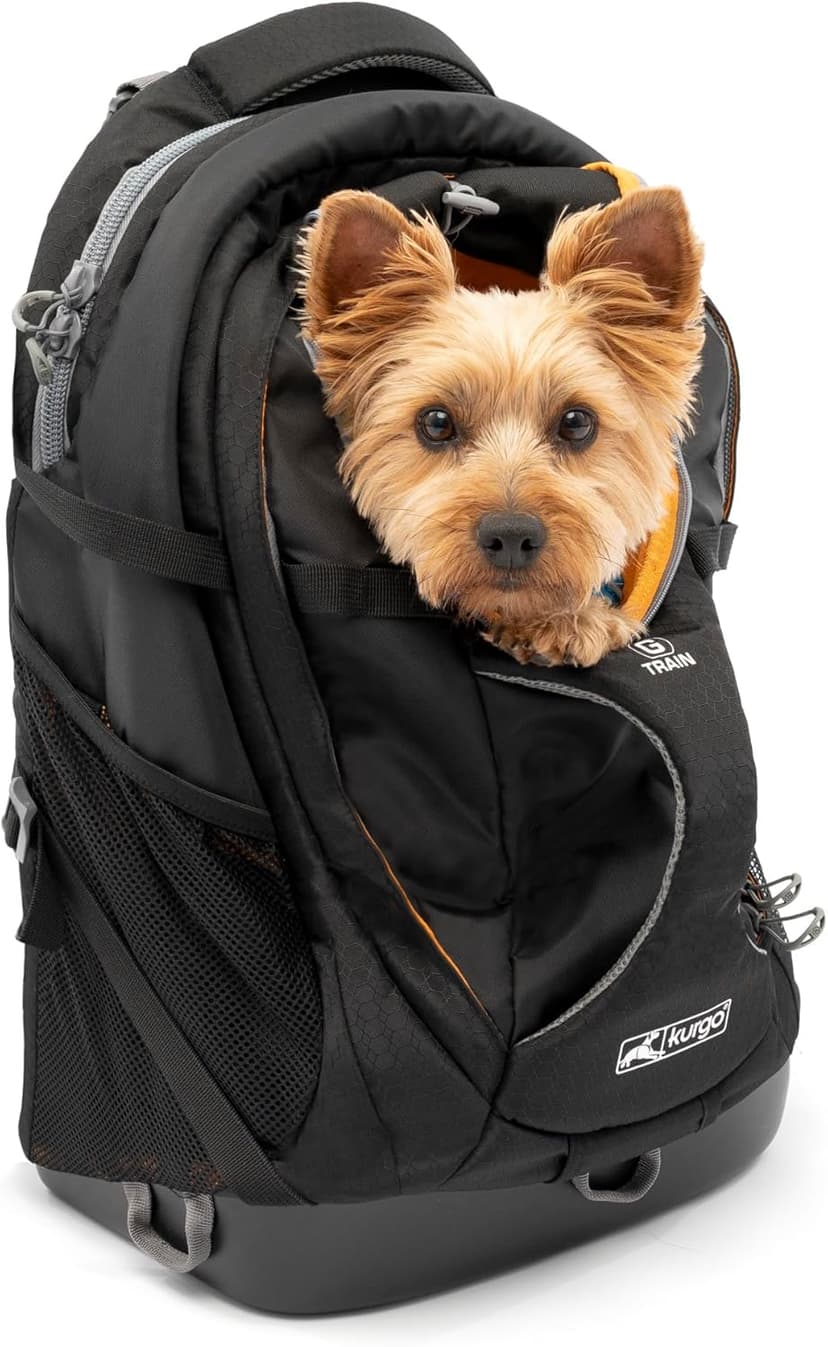 Kurgo G-Train Dog Carrier Backpack - Comfortable Pet Travel Backpack for Small Dogs up to 11kg - Rugged Design - Laptop Compartment - Armorsole Base - Water-Resistant - Heather Grey - 1