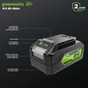 Greenworks Batterie 24V - Puissante Batterie Rechargeable Greenworks pour tous les Outils de Jardin 24V, Batterie Lithium-Ion 4Ah, Chargement Rapide, 3 Niveaux de Charge LED, Garantie 2 Ans - G24B4 - 2