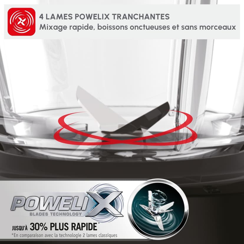 Moulinex Electric Blender Blender, Glass Bowl 1.75 L, Power 800 W, Safe Locking, Ergonomic, Grain Grinder, Smoothies, Crushed ice, Blendforce, Black, LM430810 - 4