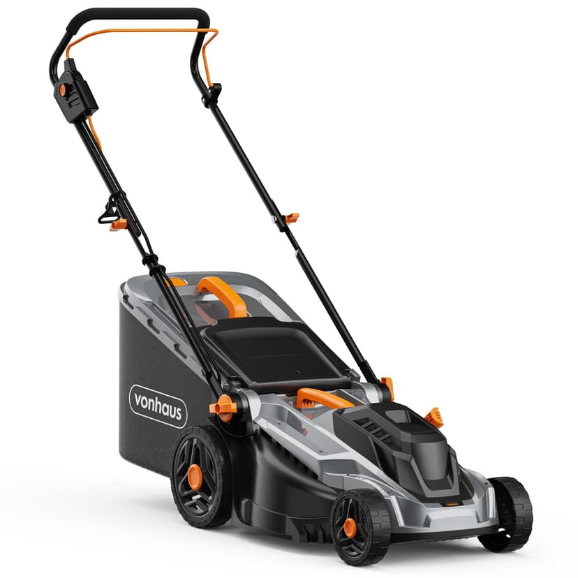 VonHaus Lawn Mower 1800 W - Wired Garden Mower for All Types of Grass - 52 L Pick Up Bag, Height Adjustable Handlebar, 5 Mowing Settings, Carry Handle - 1