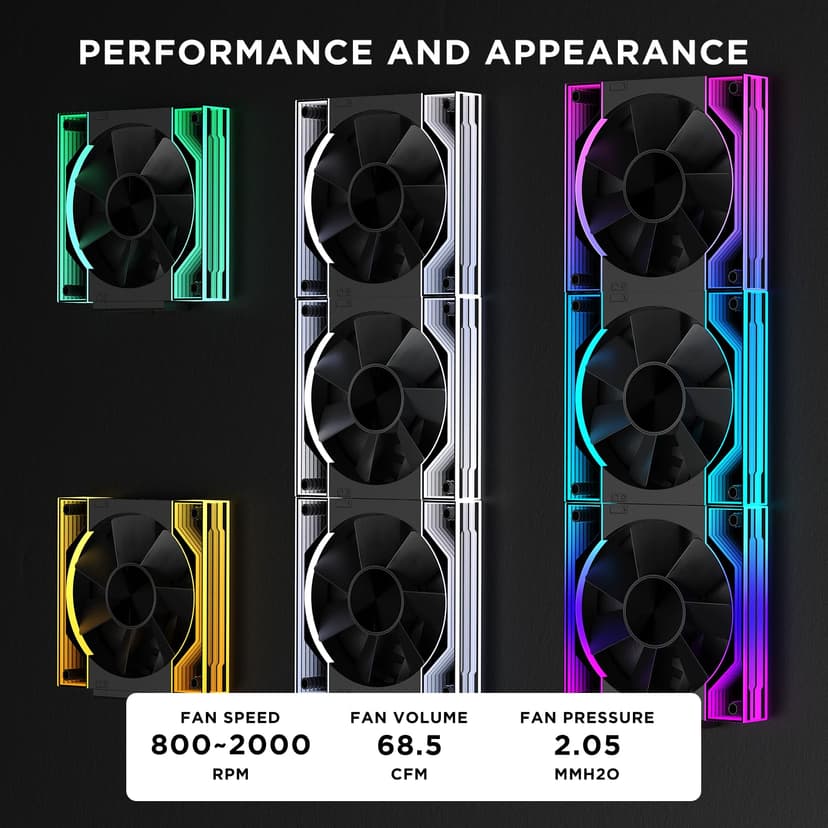 Jungle Leopard V3 Daisy Chain A-RGB Ventilateur 120 mm ARGB PWM PC Ventilateur RVB Commutable Forward/Reverse Flow - 6