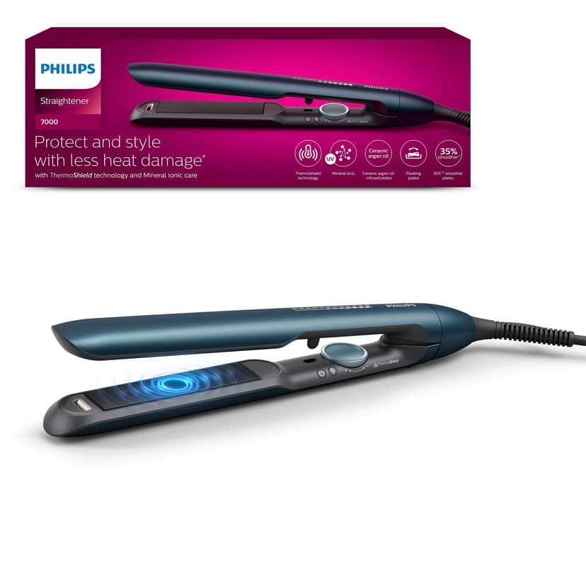 Philips 7000 Series Hair Straightener with ThermoShield Technology, Black [Model BHS732/00] - 1