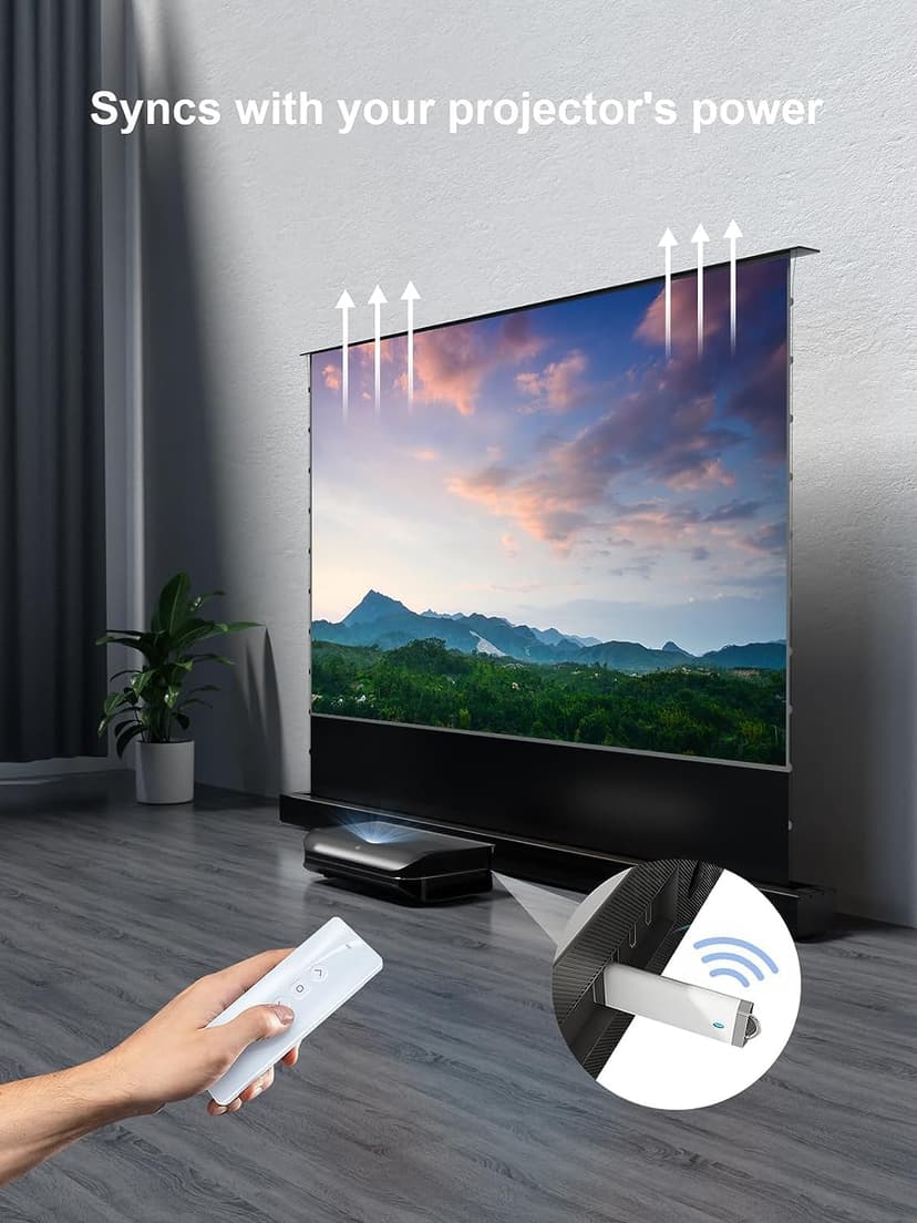 Écran de projection motorisé AWOL VISION 120" ALR Floor Rising pour projecteur à ultra courte focale, écran sur pied pour home cinéma, Ultra HD 4K/8K, rejet de lumière ambiante à 95% 3D actif-ALR-F220 - 3