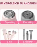 Rasierer Damen,3-In-1 Intimrasierer für Frauen,Gesichtshaarentferner für Frauen,Damenrasierer Elektrisch für Beine, Arme, Achseln und Bikinizone,Wiederaufladbarer Ipx7 Wasserdicht Trimmer Damen, Rosa - 7