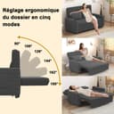 Devoko 2-Sitzer Schlafsofa 160 cm breit, Modernes Sofa mit Schlaffunktion, Ausziehbare Schlafcouch mit Verstellbarer Rückenlehne, Platzsparendes Klappsofa für Wohnzimmer, Grau - 6