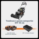 WORX Nitro 40V (2x20V) Lawn Mower | PowerShare | WG749E | Includes 2 4Ah Batteries and Dual Charger | 46 cm with traction | Mulching | 7 Height Positions - 9