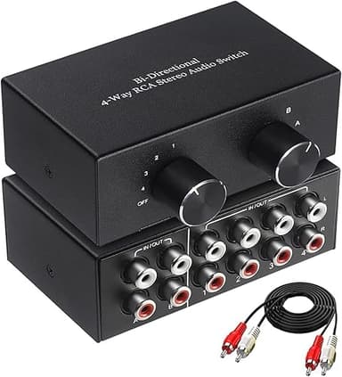 UNSTINCER Commutateur Audio RCA L/R Jack 2(4)-entrée-4(2)…