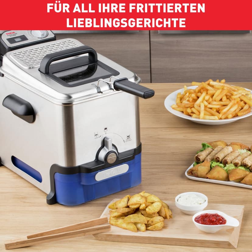 Tefal Oleo Clean Friteuse semi-professionnelle 3,5 L, 2300 W, Jusqu'à 6 pers, Filtration automatique de l'huile, Minuteur digital, Hublot de contrôle, Thermostat, Boite de stockage d'huile FR804015 - 3