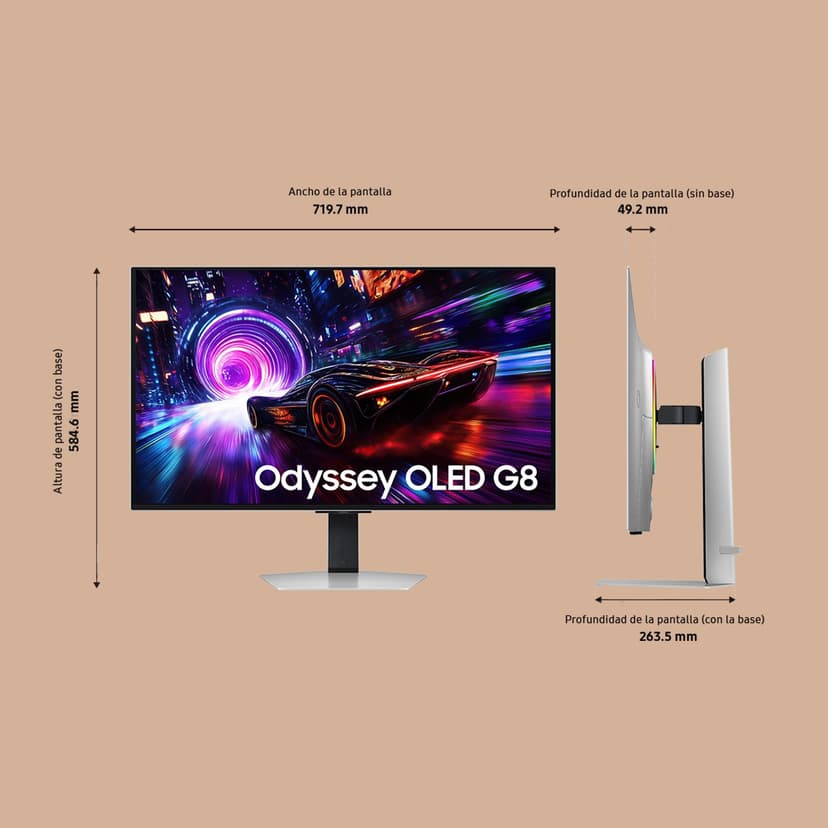 Samsung Écran PC Gaming Odyssey OLED G8-G81SF, Taille 32'', Résolution 4K (3840x2160), 240Hz, 0,03ms, 2xHDMI, DP, Ajustable en Hauteur, Orientable, Pivotable, Inclinable, LS32FG816SUXEN - 4