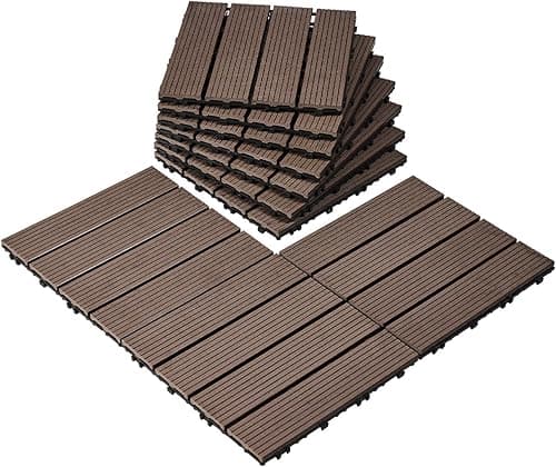 VEVOR Interlocking Deck Tiles Plastic Wood, 27 Pack,12"x1…