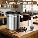 BUCOMTU 1,8 L Boîte à Café Hermétique en Acier Inoxydable avec Cuillère à Mesurer, Boîte à Conservation Hermétique, pour Café en Grains, Café Moulu, Noix, Sucre, Céréales - 2