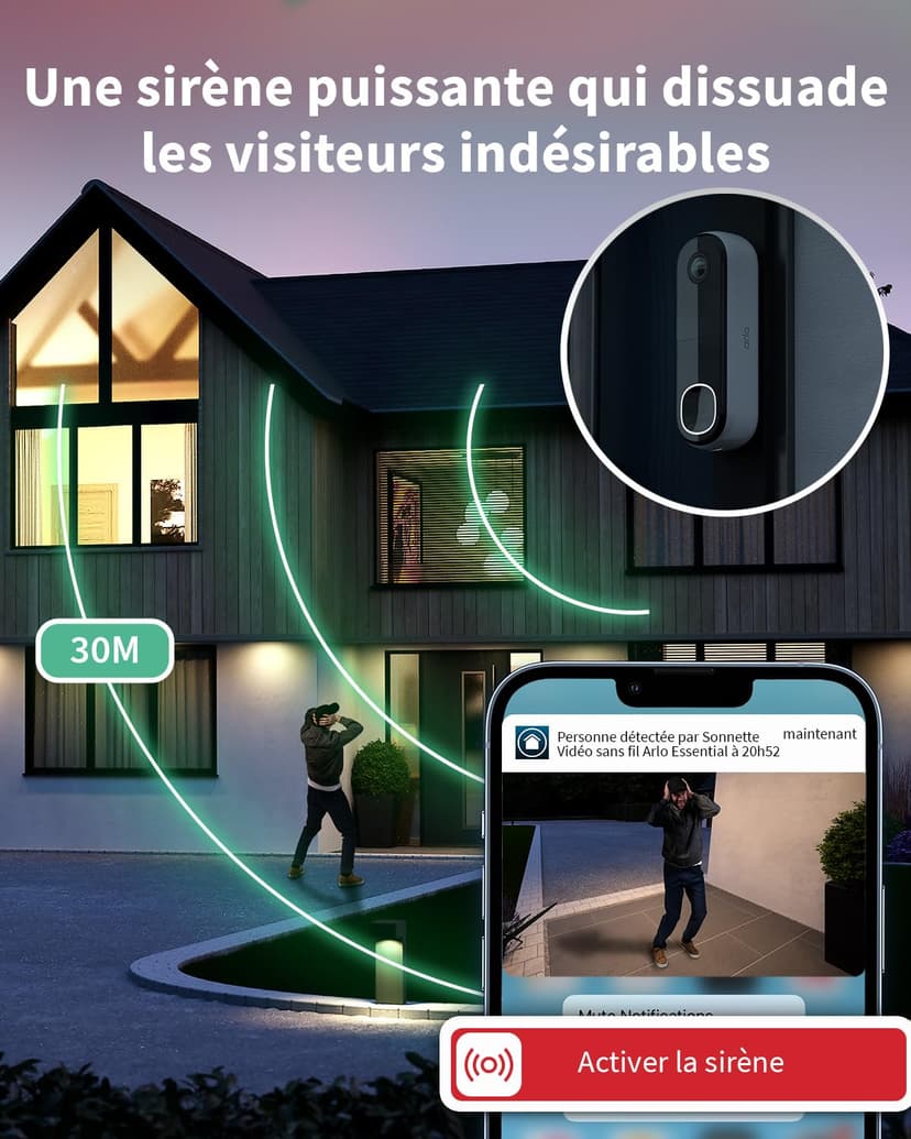 Arlo HD Doorbell Camera Wireless, Outdoor WiFi Video Doorbell, Motion Sensor CCTV Camera Systems, 6 Month Battery Operated Security Camera, Night Vision, Arlo Secure Trial Included, White, UK - 7