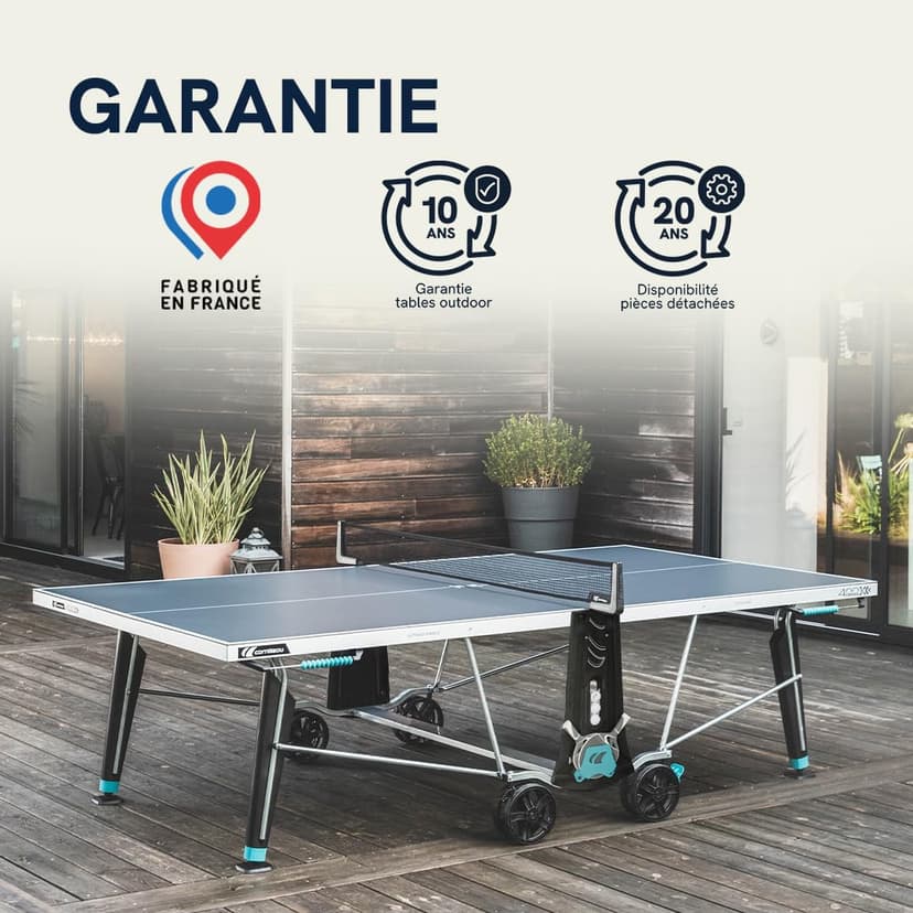CORNILLEAU - Table de ping Pong d'extérieur 400X Outdoor - Loisir de Jardin - Agrément FFTT - Panneau Bleu 5mm - 7