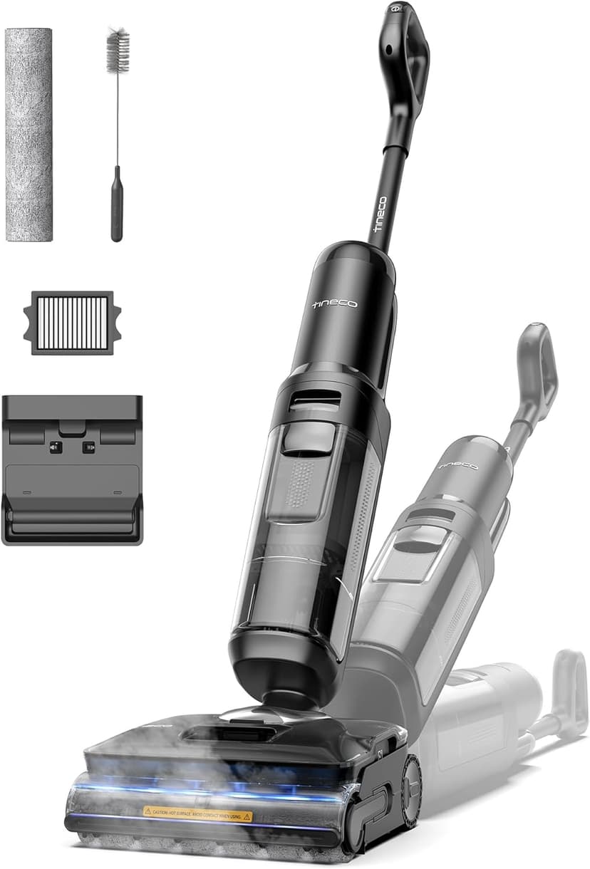 Tineco Floor One S7 Stretch Steam Cleaner, 2-in-1 Wireless Steam Mop Vacuum Cleaner, 140°C HyperSteam, 180° Flat Installation, FlashDry Self-Cleaning, 80 Min Battery Life, Anti-Tangle-Design - 1