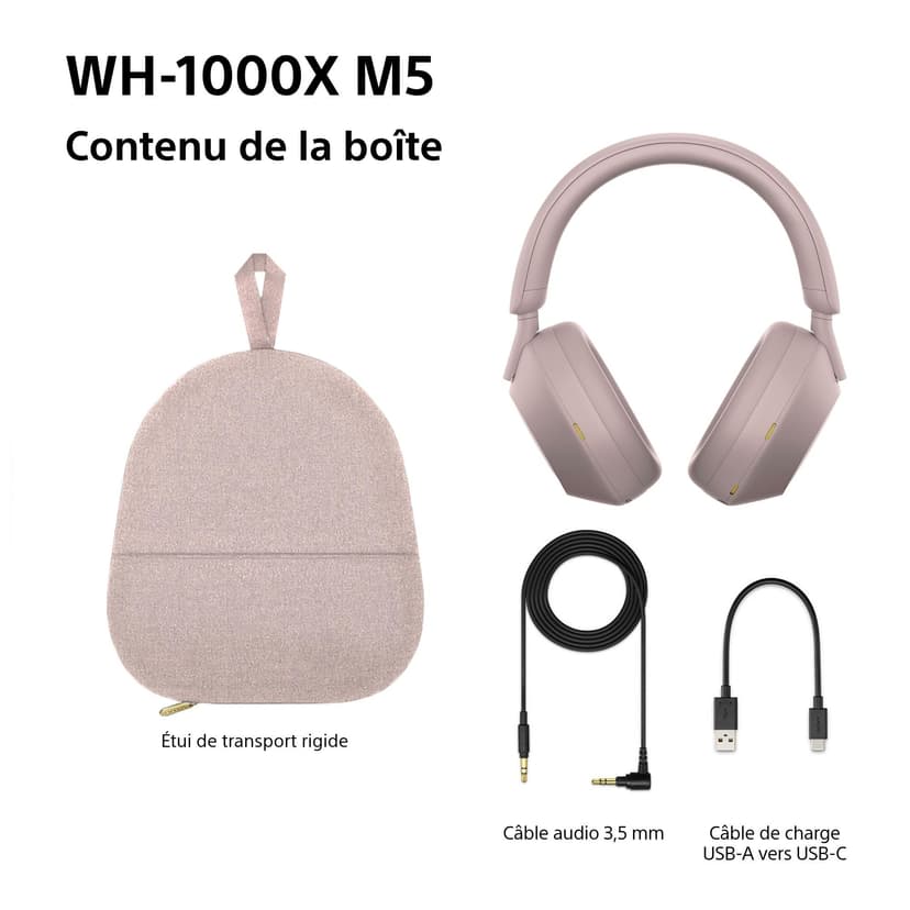 Sony WH-1000XM5 - Étui Rigide, Casque sans Fil Haut de Gamme à réduction de Bruit, Bluetooth, qualité d'appel Claire, Audio Hi Res, 30h d'autonomie, étui Rigide, iOS et Android - Argent - 9