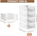 caktraie Organizador de armario plegable, paquete de 8 cajas de almacenamiento apilables, cesta de almacenamiento de plástico, almacenamiento plegable para armario, cocina, baño, color blanco - 2