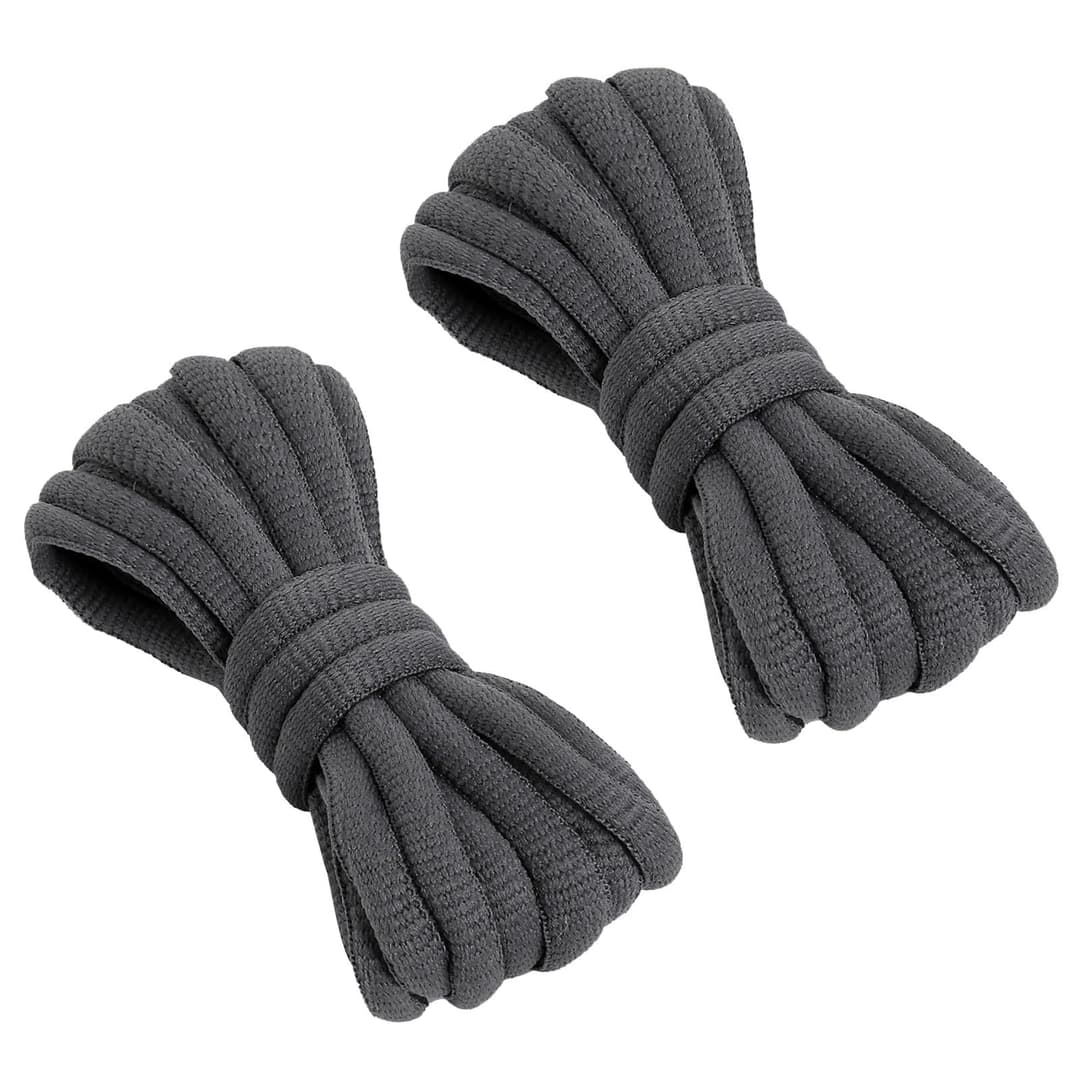VSUDO 120 cm Oval Dark Grey Trainer Laces, Half Round Deep Gray Shoe Laces for Trainers, Oval Sport Running Shoelaces for Sneakers, Athletic Basketball Shoelaces (1 Pair-Dark Grey-120cm)