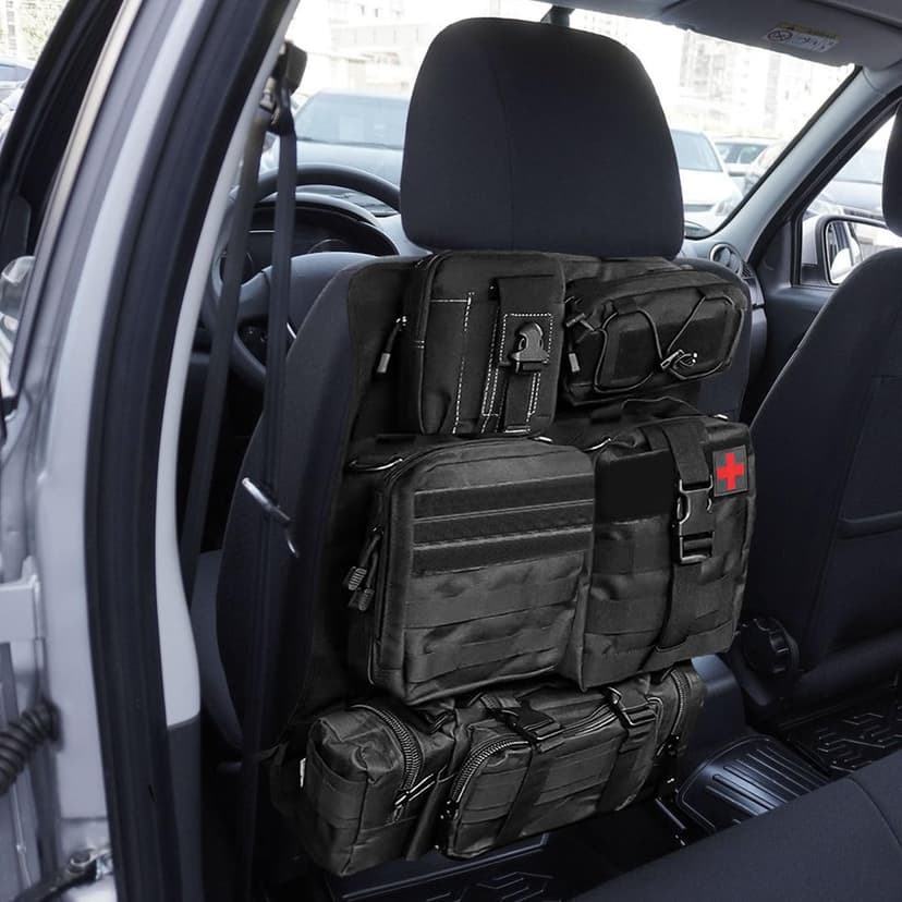 Tactical Car Seat Organizer with 5 Detachable Bag, Car Backrest Protector 600D Oxford Waterproof Tactical Vehicle Seat Back Organiser for Most Vehicle SUV Truck Pickup - 8