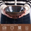 1200ml Ceramic Ramen Bowl Set of 2 Japanese Noodle Bowls with Spoons and Chopsticks, Peacock Tail - 3