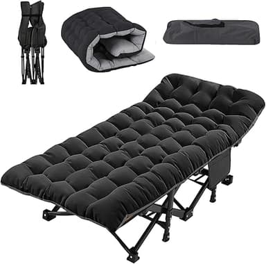 Folding Sunlounger Bed with Mattress, Adjustable Backrest…