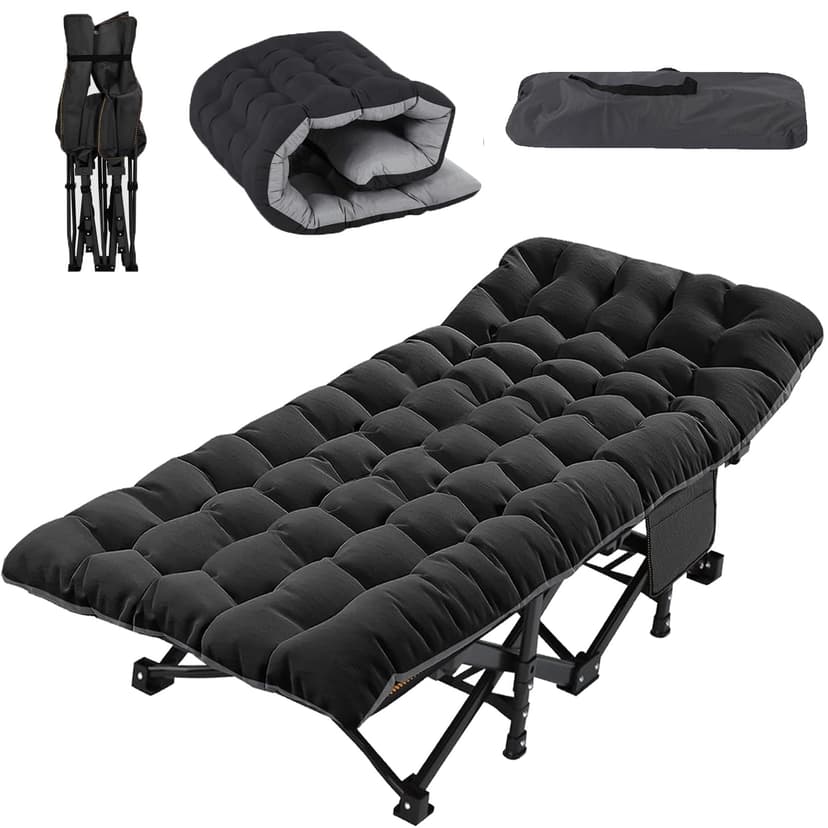 Folding Sunlounger Bed with Mattress, Adjustable Backrest… - 1