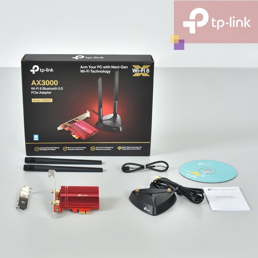 TP-Link WiFi 6 Carte WiFi PCIe AX3000, Archer TX3000E, Adaptateur Bi-Bande Bluetooth 5.3 avec 2 antennes multidirectionnelles, Intel AX200, Support Windows 11/10(64-bit), Ideal pour Gaming - 8