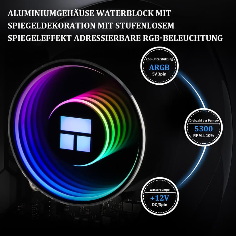 Thermalright Frozen Notte 360 Noir ARGB V2 Refroidisseur de processeur de refroidissement par eau,convient pour AMD :AM4/AM5, Intel LGA 1851/1700/115X/1200/2011 - 4