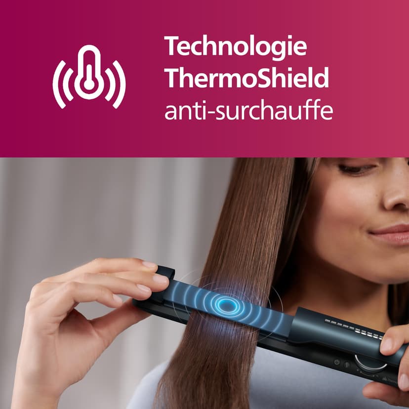 Philips 7000 Series Hair Straightener with ThermoShield Technology, Black [Model BHS732/00] - 2