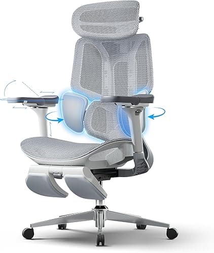 Hbada E3 Pro Ergonomic Office Chair with Dynamic Lumbar Support, 4D Adjustable Headrest for Home Office Chair, 6D Adjustable Armrests Desk Chair, Swivel Big and Tall Computer Chair, Gray