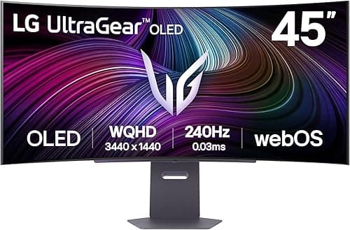 LG UltraGear™ 45GX90SA-B Curved Gaming Screen 45" - OLED Panel WQHD (3440x1440), 0.03ms GtG 240Hz, DisplayHDR™ TrueBlack 400, DCI-P3 98.5% (CIE1976), AMD FreeSync Premium, NVIDIA G-Sync