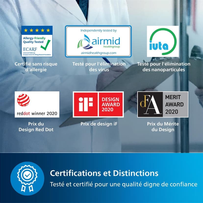 Purificateur d'Air Compact Philips 800i Series, 49m2, Filtre HEPA & Filtre à Charbon Actif, Élimine Jusqu'à 99,5% Des Virus Et Aérosols De l'Air (1), Noir (AC0850/11) - 6