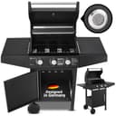 Juskys Barbecue à gaz Louisiana avec 3 brûleurs 8,1 kW, avec grille, couvercle – Grill avec thermomètre, chauffe-plat et tablettes latérales - 1