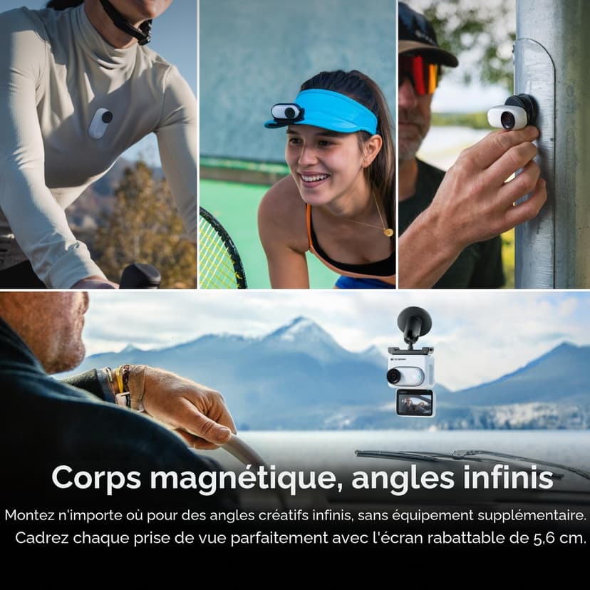 Insta360 GO 3S 64GB Arctic White - 4K Tiny Portable Vlogging Camera, Hands-Free POVs, Mount Anywhere, Stabilization, 140 Min Battery Life, 10m Waterproof, AI Editing, For Vlog, Travel, Outdoor - 4