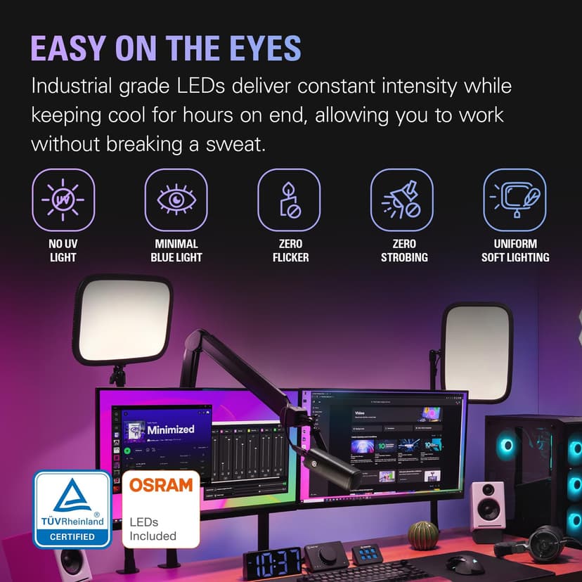 Elgato Key Light - Professional 2800 lumens Studio Light with desk clamp for Streaming, Recording and Video Conferencing, Temperature and Brightness app-adjustable on Mac, PC, iOS, Android - 4