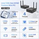 MINIX Z150-0dB Fanless Mini PC, Intel N150 (Upgraded N100), 8GB DDR4/256 GB PCIe Gen3 x 4 SSD/4K Dual Display/2.5G LAN/USB-C/Windows 11 Pro/Auto Power On, for Home Office Industrial and Commercial - 2