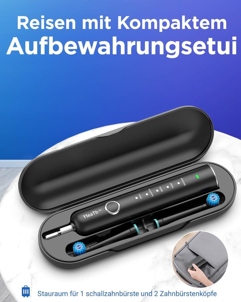 Rotating Electric Toothbrush with 8 Brush Heads (2 Types) for Adults and Kids, 60-Day Battery Life, Wireless Wall Charging Station, 5 Modes Power Toothbrush with Travel Case - 6