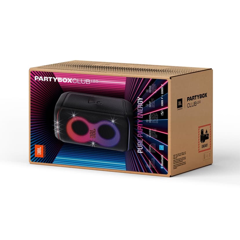 JBL PartyBox Club 120 Portable Bluetooth Party Speaker with Foldable Handle, JBL Pro Sound, Splashproof Design, Light Show, AI Sound Boost, 12-Hour Playtime, Black, EU Plug (Type C) - 4