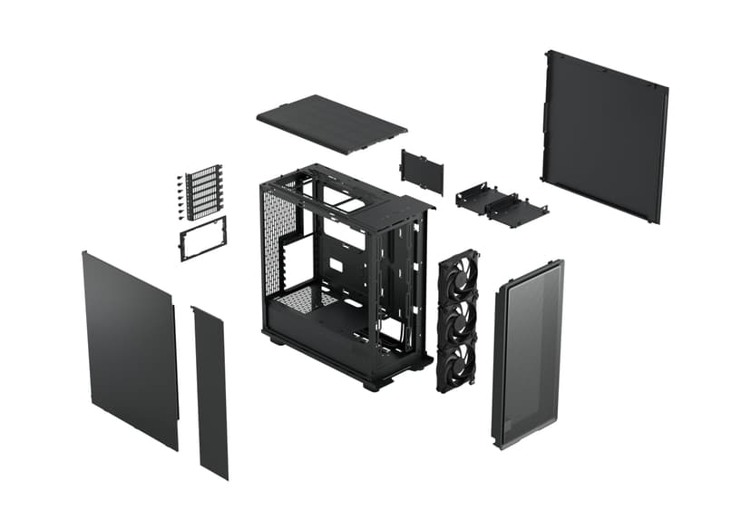 Fractal Design Epoch Black Solid - High Airflow PC Gaming Case - Mesh Front Panel - Three Momentum 12 Fans Included - Spacious Interior - ATX/mATX/ITX Support - 7