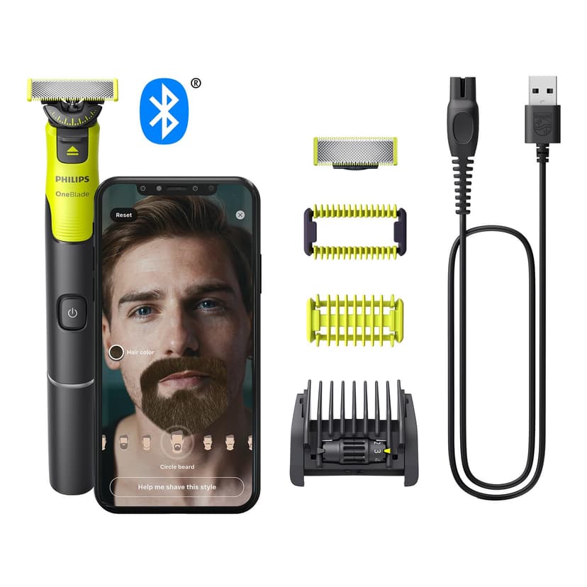 Philips OneBlade 360 avec connectivité Authentique visage + corps, tondeuse à barbe électrique, technologie 360, peigne réglable 5en1, 1x kit pour le corps, (modèle QP4631/30) - 1