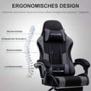 GTPLAYER Chaise de Gaming en Tissu - Ergonomique - avec Repose-Pieds - Appuie-tête - Coussin Lombaire - Rembourré - Pivotant, Supporte 150 kg, Gris - 7