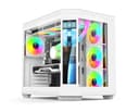 IONZ APEX Vision Boîtier PC Gaming, ATX Mid Tower, Double Chambre avec 4 Ventilateurs ARGB PWM – Écran LCD | Blanc - 1
