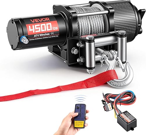 VEVOR Treuil Électrique 12 V CC 2041 kg Treuil pour Quad …
