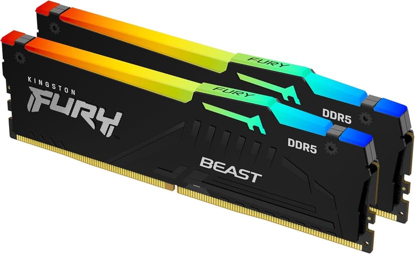 Kingston FURY Beast Black RGB 16GB (2x8GB) 6000MT/s DDR5 CL30 DIMM Desktop Gaming Memory Kit of 2 AMD EXPO/ Intel XMP - KF560C30BBEAK2-16 - 1