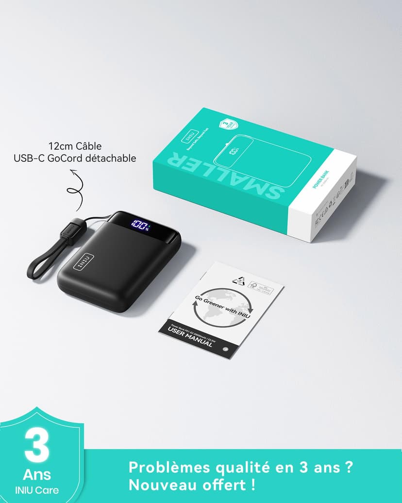 INIU Batterie Externe, 22.5W Fast 20000mAh Power Bank Charge Rapide, Powerbank Portable USB C Input & Output PD3.0 QC4.0 Chargeur Compatible avec iPhone16 15 14 13 12 11 Pro Max Samsung 24 23 22 21 - 8