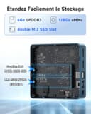 BMAX B1Plus Mini PC Win 11, Intel Celeron J3355(jusqu'à 2,5 GHz) 6 Go LPDDR3 RAM 128 Go eMMC SSD, Mini Ordinateur de Bureau Double écran, WiFi 5, BT5.0, Tour PC pour l'école/Bureau - 4